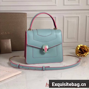 Bvlgari Serpenti Forever leather small crossbody bag 70736 light blue