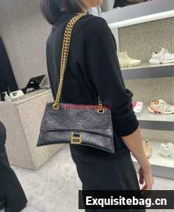 Balenciaga HOURGLASS With Chain Wrinkle 493075 Black