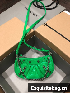 Balenciaga LE CAGOLE MINI PURSE WITH CHAIN 6958141 green