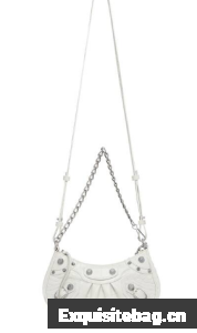 Balenciaga LE CAGOLE MINI PURSE WITH CHAIN CROCODILE EMBOSSED 9016 white