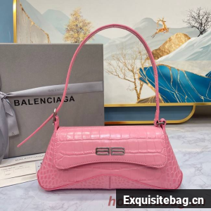 Balenciaga LINDSAY CROCODILE EMBOSSED SMALL SHOULDER BAG WITH STRAP 6009 pink