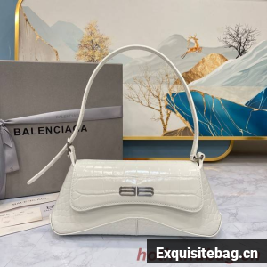 Balenciaga LINDSAY CROCODILE EMBOSSED SMALL SHOULDER BAG WITH STRAP 6009 white