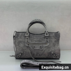 Balenciaga Le City medium suede tote bag 230582 gray