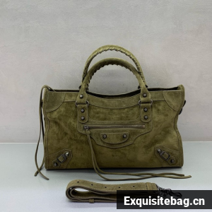 Balenciaga Le City medium suede tote bag 230582 green