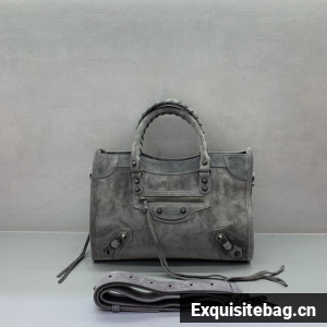 Balenciaga Le City small suede tote bag 230582 grey