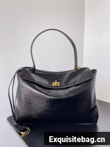 Balenciaga Rodeo Handbag Large crocodile skin 795458 black