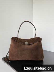 Balenciaga Rodeo Handbag Large suede calfskin 795458 Coffee