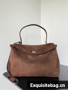 Balenciaga Rodeo Handbag Large suede calfskin 795459 Coffee
