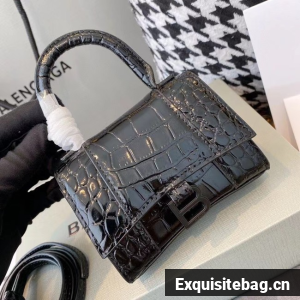 Balenciaga WOMENS HOURGLASS MINI TOP HANDLE BAG M8000 BLACK