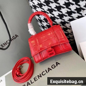 Balenciaga WOMENS HOURGLASS MINI TOP HANDLE BAG M8000 RED