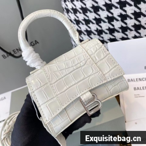 Balenciaga WOMENS HOURGLASS MINI TOP HANDLE BAG M8000 WHITE