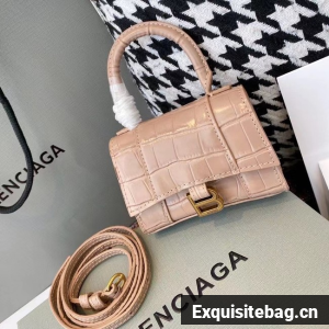Balenciaga WOMENS HOURGLASS MINI TOP HANDLE BAG M8000 apricot