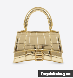 Balenciaga WOMENS HOURGLASS MINI TOP HANDLE BAG M8000 gold