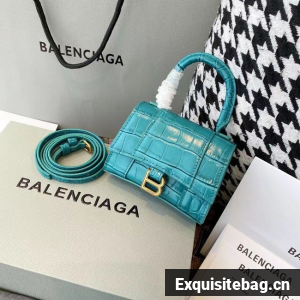 Balenciaga WOMENS HOURGLASS MINI TOP HANDLE BAG M8000 light blue
