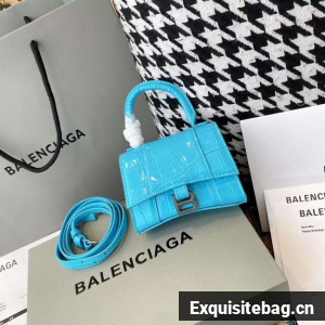 Balenciaga WOMENS HOURGLASS MINI TOP HANDLE BAG M8000 sky blue