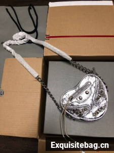 Balenciaga WOMENS LE CAGOLE HEART MINI BAG 27811 silver