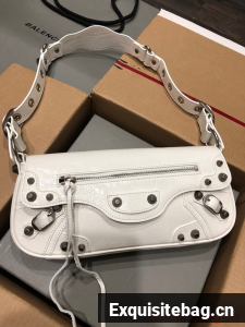 Balenciaga WOMENS LE CAGOLE SHOULDER BAG 6688 white