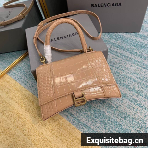 Balenciaga HOURGLASS SMALL TOP HANDLE BAG crocodile embossed calfskin B108895E apricot Balenciaga HOURGLASS SMALL TOP HANDLE BAG crocodile embossed calfskin B108895E apricot