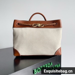 Bottega Veneta Andiamo calfskin 810214 brown silver& canvas