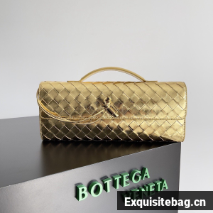 Bottega Veneta Original Leather Long Clutch Andiamo With Handle 741511 Gold 
