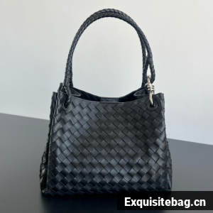 Bottega Veneta Parachute 826212 black&Vintage silver finish