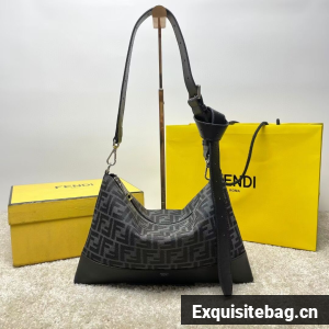 Fendi After FF Camellia-colored leather bag with laser-cut FF F7604 black