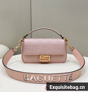 Fendi Baguette canvas bag with FF embroidery 8BR600 pink
