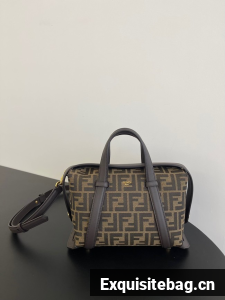 Fendi Cmon Medium Brown FF jacquard fabric and leather bag 3669