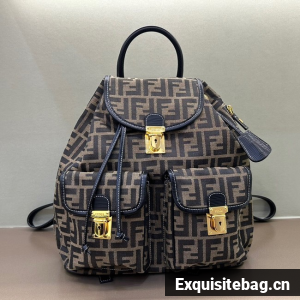 Fendi FF Jacquard Fendi Strike Medium fabric backpack 7VZ0059 brown