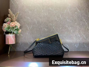 Fendi First Small leather interlace bag 8BP129A black