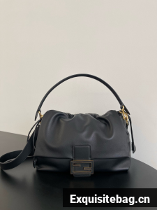 Fendi Mamma Baguette Original Leather Top Handle Bag 8832 Black