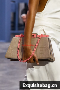 Fendi Peekaboo Cut Medium Alligator pattern bag 8BN340 GRAY