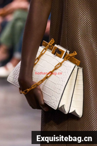 Fendi Peekaboo Cut Medium Alligator pattern bag 8BN340 WHITE