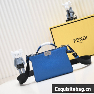 Fendi Peekaboo ISeeU XCross Small Original Leather Bag 2317 Blue