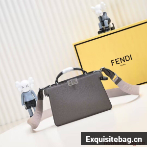 Fendi Peekaboo ISeeU XCross Small Original Leather Bag 2317 Dark Gray