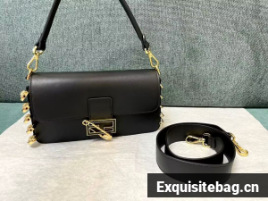 Fendi and Versace Original Leather Baguette Bag 56871 Black