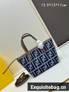 Fendi mini FF jacquard fabric and leather bag F3671 Electric Blue