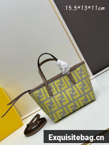 Fendi mini FF jacquard fabric and leather bag F3671 yellow