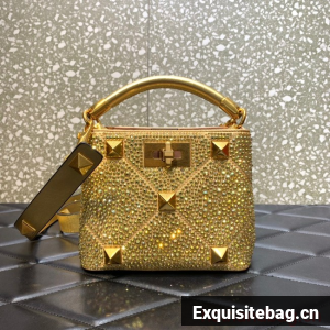 Medium VALENTINO ROMAN STUD chain Denim 0093 gold