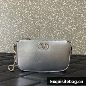 VALENTINO Mini VLOGO SIGNATURE calfskin bag MZ079 silver