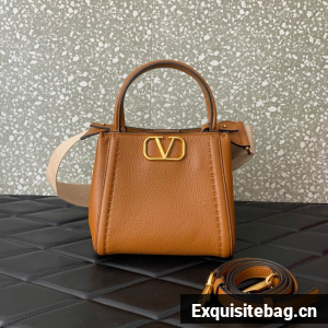 VALENTINO Alltime small grain calfskin bag B0Q26 brown