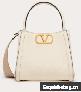VALENTINO Alltime small grain calfskin bag B0Q26 white