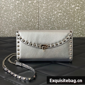 VALENTINO GARAVANI Loco Calf leather bag 0059 silver