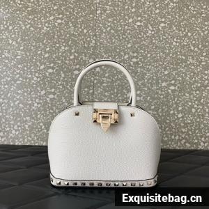 VALENTINO ROCKSTUD small grained calfskin handbag WB0Q69 white