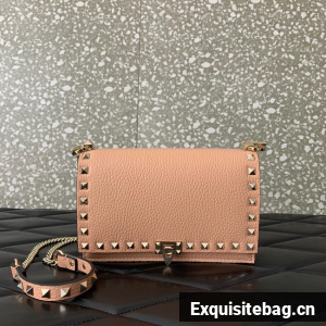 VALENTINO Rockstud calfskin chain bag SHI16 pink