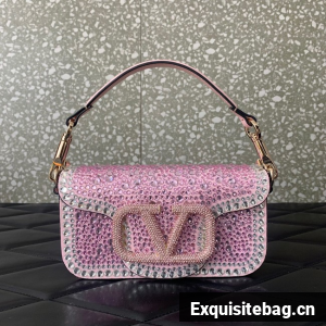 VALENTINO Super Mini Loco imitation crystal chain bag WP0Z28 pink