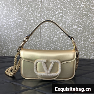 VALENTINO V logo MINI LOCO sheepskin bags B0L97 Champagne gold
