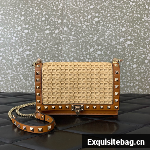 VALENTINO VLOGO SIGNATURE RAFFIA Mini Shoulder Bag 0571 brown