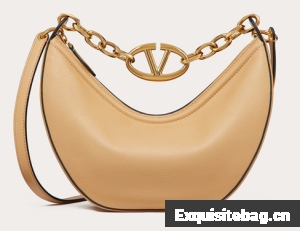 VALENTINO Vlogo Moon small leather HOBO bag chain N08J Cappuccino