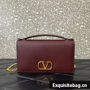 VALENTINO grain calfskin leather bag 0688 Wine